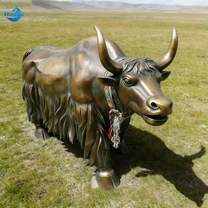 รูปปั้นแพะป่าสีบรอนซ์ งานประติมากรรมสัตว์ งานศิลปะตกแต่งจากแพะทิเบต งานหล่อทองแดงทำมือ ของตกแต่งสวนกลางแจ้ง - Product Image 1