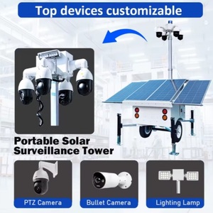 Tour d'éclairage mobile <span class=keywords><strong>solaire</strong></span> avec caméra de surveillance sans fil sur remorque pour la surveillance des chantiers extérieurs - Product Image 5