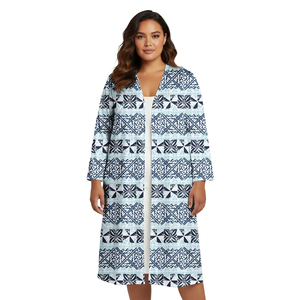 Cárdigan Kimono Extra Grande para Mujer, Blusa con Estampado de Tatuaje Polinesio de Plumeria, Cárdigan Holgado con Frente Abierto, Manga Larga, Ropa de Playa - Product Image 6