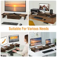 Support de moniteur en bois Table élévatrice Support de moniteur de jeu avec tiroir 2 ordinateurs portables Bureau Longueur et angle réglables