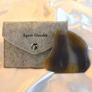 Agate Gua Sha pengikis batu alami gergaji gigi Gua Sha alat pijat untuk mengangkat wajah Kecantikan Anti kerut perawatan kulit selulit