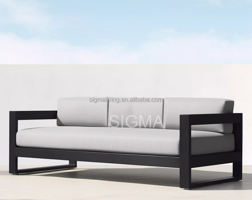 Luxury Outdoor Furniture Villa Leisure Sofa  Patio Waterproof All Weather Aluminum Garden 3-Seater Sofa