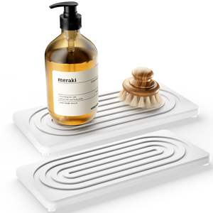 Lot de 2 plateaux en pierre absorbante à séchage rapide en diatomite pour évier de cuisine et robinet - Product Image 1