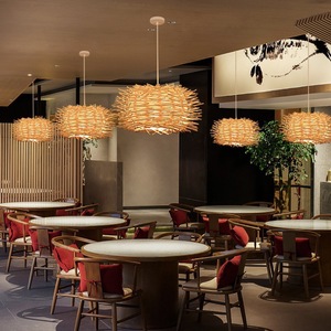 โคมไฟระย้าหวายสไตล์เอเชียตะวันออกเฉียงใต้ทรงสี่เหลี่ยม E27 LED สำหรับห้องนั่งเล่นและห้องรับประทานอาหาร - Product Image 4