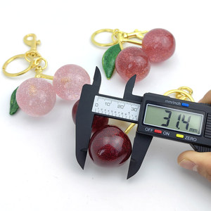 أزياء المرأة لطيف بلينغ أو الملحقات الرئيسية هدية بريق الراتنج الكريستال حلقة <span class=keywords><strong>3D</strong></span> الوردي الذهبي الكرز سحر المفاتيح - Product Image 5