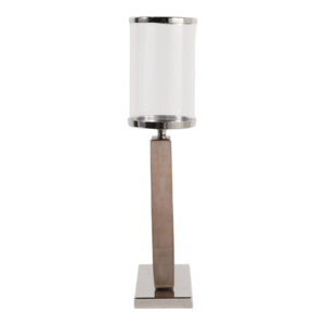 Portacandele Decorativo in Vetro con Anello in Metallo, Elegante Supporto per Candele a Colonna da Tavolo - Product Image 3