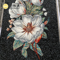 Mosaïque murale en verre sur mesure, motif floral moderne, 4 mm d'épaisseur, découpée à la main, pour la décoration murale de chambre à coucher ou d'hôtel