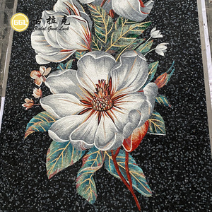 Mosaïque murale en verre sur mesure, motif floral moderne, 4 mm d'épaisseur, découpée à la main, pour la décoration murale <span class=keywords><strong>de</strong></span> chambre à coucher ou d'hôtel - Product Image 2