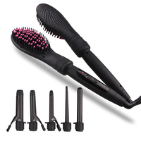 Lisseur de cheveux électrique portable professionnel 6-en-1 avec peigne à air chaud à ions négatifs et LED pour hôtel, maison et usage extérieur
