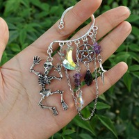 Pendientes de Cuarzo de Cristal Natural PARA LA Oreja, Pendiente sin Piercing, Colgante de Piedra Preciosa, Pendientes Góticos de Bruja, Joyería de Oreja de Elfo de Hada