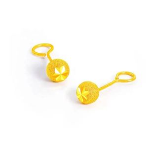 Boucles d'oreilles rondes en or véritable 24 carats Xinfly Pure 999 5 mm pour femmes, boucles d'oreilles 3D en or massif - Product Image 2