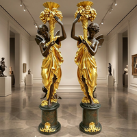 Statue de déesse classique en bronze doré, paire de sculptures de cornucopia artisanales pour intérieurs de luxe, sculpture en bronze