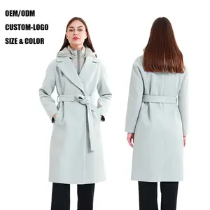 Abrigo de lana para mujer, gabardina acolchada de nuevo diseño para otoño e invierno, chaqueta con capucha