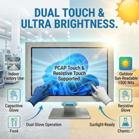 Moniteur robuste lisible en plein soleil, étanche IP67, écran tactile industriel LCD de 15,6, 17,3, 18,5, 21,5 pouces pour l'extérieur