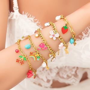 SUMMLY tendencia al por mayor personalizado forma de flor fina 18K chapado en oro pulsera colgante de acero inoxidable joyería de moda - Product Image 2