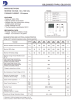 Redresseur de pont monophasé passivé au verre GBJ25005G 50V 25A, boîtier traversant, alimentation 100% originale et traceable