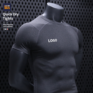 Chemises de compression pour le sport, t-shirts à séchage rapide, leggings en polyester et élasthanne, vêtements de fitness, vêtements de sport à manches courtes, vêtements de gym pour hommes - Product Image 1