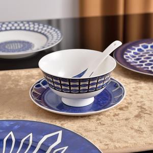 Juego de cena de porcelana de lujo azul nórdico ecológico de 32 piezas para decoración del hogar - Product Image 6