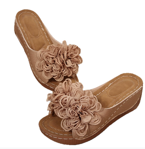 Vendita calda all'ingrosso della fabbrica di moda Casual <span class=keywords><strong>sandali</strong></span> donna spiaggia fiori scarpe plateau pantofole - Product Image 5