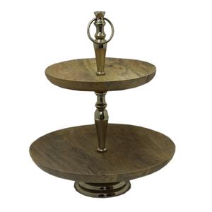 Wholesale Brass Plated Aluminium and Wooden 2 Tier Wedding Decor Cake <b>Stand</b> for Wedding <b>Display</b> <b>Table</b> <b>Top</b> Handmade - Product Image 1