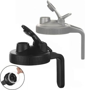 Tapas de plástico PP de 86 mm de color gris con tapa abatible antiderrame y boquilla para verter para tarros de boca ancha - Product Image 1