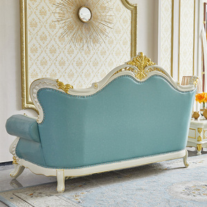 Ensemble de canapés de salon de style européen de luxe, en cuir véritable, meubles de villa royale française, <span class=keywords><strong>suite</strong></span> de canapés en bois massif - Product Image 4