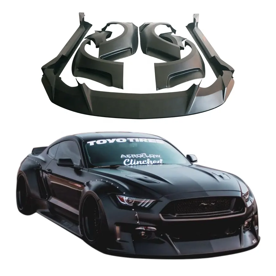 Per 2015-2017 Ford Mustang parafango anteriore posteriore con minigonne laterali Spoiler Kit Widebody con labbro anteriore