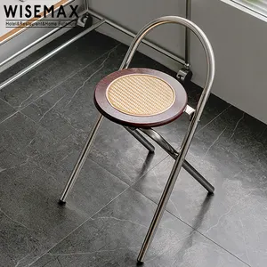Мебель WISEMAX, оптовая продажа, мебель для гостиниц в скандинавском стиле, металлическая рама и ротанговый складной обеденный стул для столовой