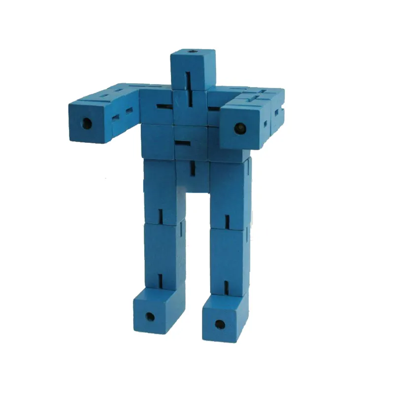 Деревянный кубический пазл, скручивающийся робот, изготовленный из деревянных кубиков и эластичный
