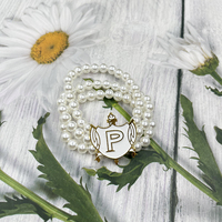 Collier avec pendentif emblème bouclier PHILO en perle de 10 mm, un cadeau pour les sœurs de sororité