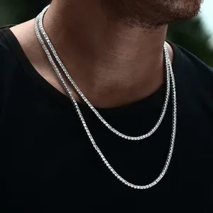 Silver White Rose Gold Plated Iced Out CZ Chain Jewelry Tennis Choker Necklace Mens Hip Hop Diamond Tennis Chain for Women