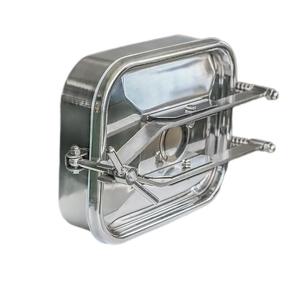 Bocchetta di accesso per serbatoi in acciaio inox <span class=keywords><strong>SS</strong></span> 304 316L per uso alimentare, a bassa pressione, saldata, lucidata, sanitaria, con chiusura singola e coperchio quadrato - Product Image 1