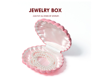 Scatola di fidanzamento a forma di conchiglia in velluto rosso confezione unica per anello floccato confezione per gioielli all'ingrosso - Product Image 6