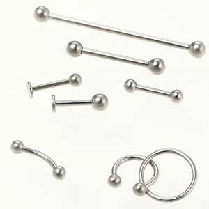 ASTM F136 Titanium Ear Piercing Eyebrow Lip Labret Tongue Piercing Nose Ring Rook Helix Body Piercing jewelry