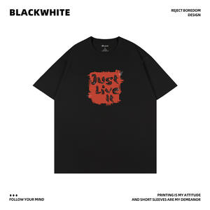 Camiseta de algodón para hombre Blackwhite, talla S, camiseta informal de manga corta transpirable Q216 - Product Image 3