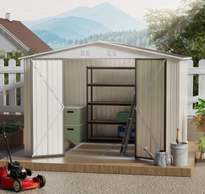 Capanno <span class=keywords><strong>da</strong></span> <span class=keywords><strong>Giardino</strong></span> 10 X 8 FT con Grande Porta a Doppia Cerniera, Capanno con Tetto a Punta e Porta Chiudibile a Chiave, Vendita all'Ingrosso - Product Image 1