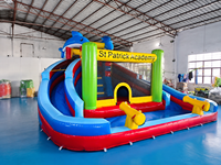 Toboggan aquatique gonflable personnalisé pour usine, parc aquatique gonflable commercial en PVC pour enfants avec piscine à jets pour fête estivale en extérieur