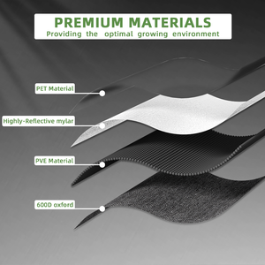 ผ้าฟิล์มโพลีเอสเตอร์600D 8*8ฟุตเต็นท์ปลูกพืชขนาด240x240x200ซม. พืชสวนเรือนกระจก - Product Image 5