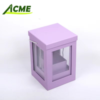 Ensemble de deux boîtes carrées en carton rigide transparent, personnalisables en taille et en couleur, pour l'emballage de fleurs