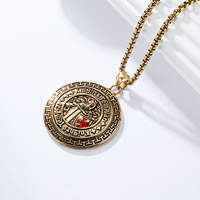 Kalung Liontin Perisai Rantai Baja Anti Karat Lapis Emas 18k Gaya Retro Ksatria Templar, Perhiasan Fashion Berkualitas, Hadiah Pesta untuk Pria