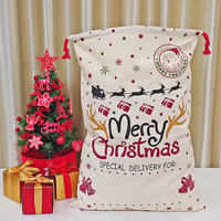 Pafu Fournitures de fête de Noël Sac de Noël Sacs de Père Noël avec cordon de serrage Sac cadeau en toile de Noël