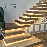 Escalier en L moderne en bois pour intérieur, escalier flottant pour économiser de l'espace, accès au loft, compact, durable, escalier en L