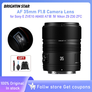Objectif Prime Plein Format Brightin Star AF 35mm F/1.8 à Grande Ouverture Automatique avec Filtre 62mm pour Montures E & Z (a6400/a7) – Grande Ouverture F/1.8 - Product Image 1