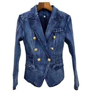 नवीनतम गिर फैशन Streetwear विंटेज महिला डेनिम जैकेट धोया डेनिम जैकेट स्प्लिट आस्तीन नीले रंग की डेनिम कोट महिलाओं जींस जैकेट
