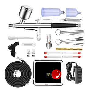 Kit aérographe double action miniature avec pompe électrique pour nail art, modelage, tatouage, vitesse réglable, alimentation par gravité, portable - Product Image 1