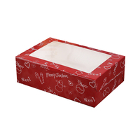 Boîte d'emballage de cupcakes en papier de Noël pliable portable personnalisée Fenêtres transparentes Boîte à dessert mousse Boîte à tarte aux œufs Ivoire