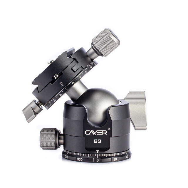 Cayer G3 40mm Aluminum Professional 360 Panoramic CNC Tripod Ball Head for Camera with Quick Release Plate 6KG Load Tripod Head