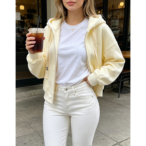 Sudadera con Cremallera para Mujer, Ligera, de Primavera y Otoño, a la Moda, de Alta <span class=keywords><strong>Calidad</strong></span> y Bajo <span class=keywords><strong>Precio</strong></span>, Cómoda y Holgada con Bolsillo - Product Image 2