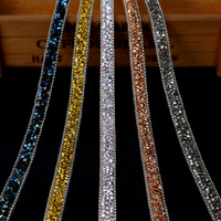 Bande d'appliqué en strass de résine, chaîne perlée, motif de pierres scintillantes thermocollantes pour la fabrication de bijoux DIY et la décoration de vêtements