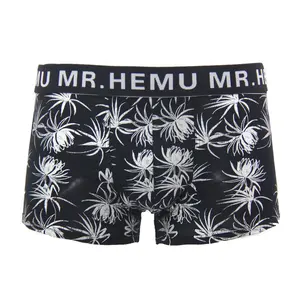 Personalizado flor folha de impressão cueca boxer mens mens underwear OEM Spandex/Algodão cuecas homens cueca boxer